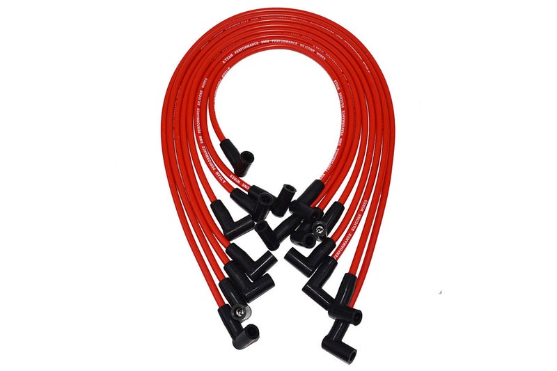 A-Team Performance 8.0mm Plug Wire Set - Red Heat-Resistant Silicone Wire & Boots - Spiral Copper & EMI Shielding - Plug Set for Performance - Compatible with Chevrolet & GMC Small Block V8 283-400 - Image 1